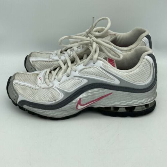 Nike Ladies 8 Reax Run 5 White/Silver/Pink Athletic Running Sneakers 407987-116 - Picture 2 of 5